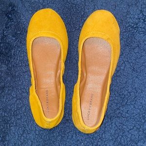 Lucky Brand Suede Yellow Ballet Flats New